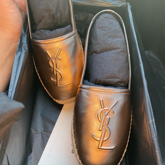 ysl gold espadrilles